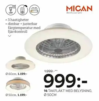 Takfläkt med belysning