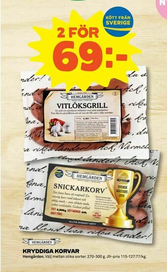 Coop Extra Kryddiga korvar erbjuda