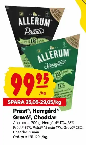 City Gross Präst®, Herrgård® Grevé®, Cheddar erbjuda