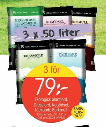 EKO Ekologisk plantjord, Dressjord, Kogödsel, Täckbark, Barkmull erbjuda