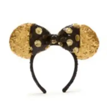 Walt disney world minnie mouse black and gold sequin ears headband for adults