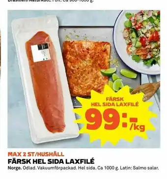 Coop Extra Färsk hel sida laxfilé erbjuda
