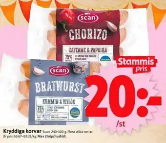 Kryddiga korvar 240-300g