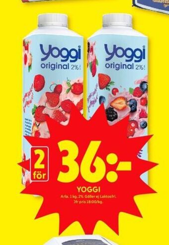 ICA Kvantum Yoggi yoghurt erbjuda