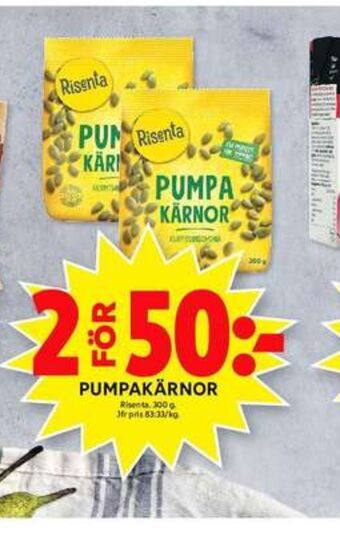 ICA Maxi Risenta pumpakärnor erbjuda