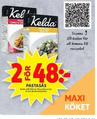 ICA Maxi Kelda pastasås erbjuda