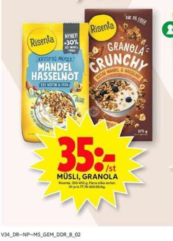 ICA Maxi Risenta müsli erbjuda