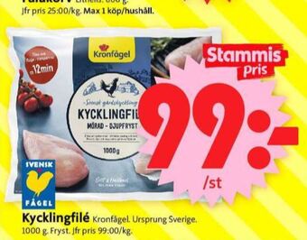 ICA Supermarket Kronfågel kycklingfilé erbjuda