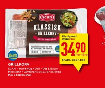 Willys Scan grillkorv erbjuda