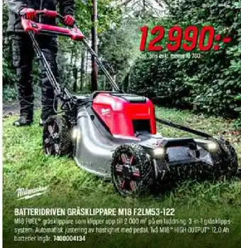 Batteridriven Gräsklippare M18 F2LM53-122
