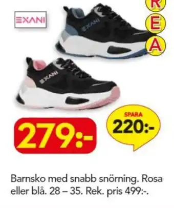 Barnsko med Snabbsnörning. Rosa eller Blå. 28-35