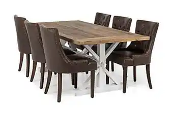 Furniturebox Lire förlängningsbart bord 200 natur/vit+6 carmine stol brun erbjuda