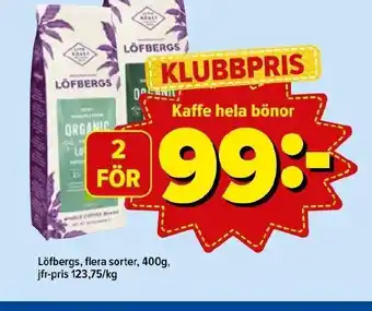 Östenssons Löfbergs Kaffe hela bönor erbjuda