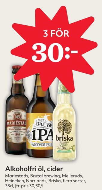 Alkoholfri öl, cider