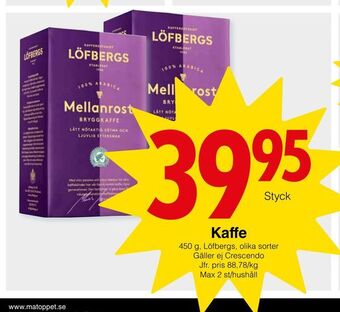 Matöppet Kaffe erbjuda