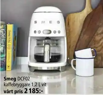 Kitch'n Smeg DCF02 kaffebryggare 1,2 l, vit erbjuda