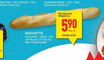 Willys Baguette 400g erbjuda