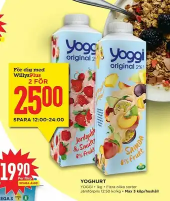 Willys Yoghurt 1kg erbjuda