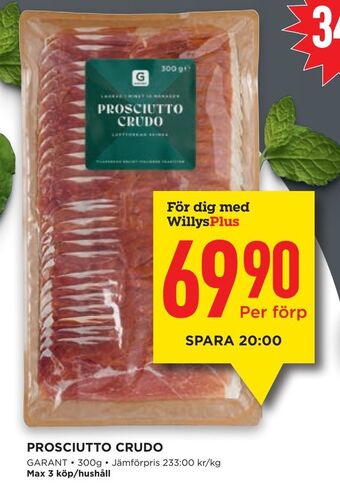 Willys Prosciutto crudo erbjuda