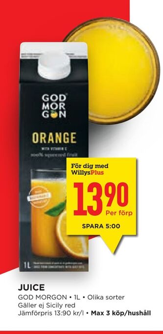 Willys Hemma Juice erbjuda