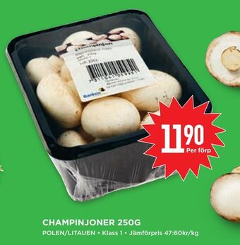 Willys Champinjoner 250g erbjuda