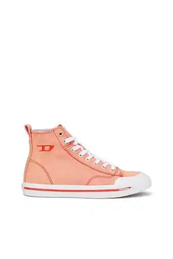 High-top sneakers in treated denim
