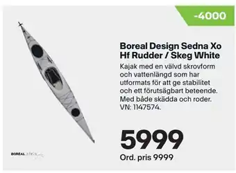 Boreal design sedna xo hf rudder / skeg white