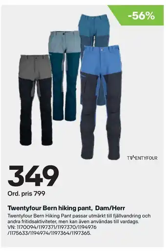 XXL Twentyfour bern hiking pant, dam/herr erbjuda
