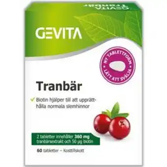 Apotek Hjärtat Gevita tranbär 60 tabletter erbjuda