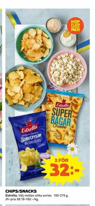 Coop Daglivs Chips/snacks 100-275g erbjuda