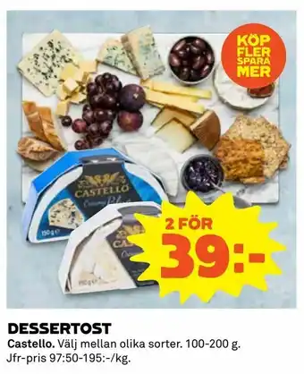 Coop Daglivs Dessertost 100-200g erbjuda