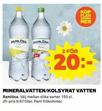 Coop Daglivs Mineralvatten/Kolsyrat Vatten 150cl erbjuda