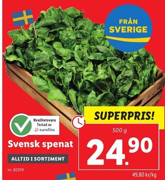 Lidl Svensk spenat erbjuda
