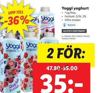 Lidl Yoggi yoghurt erbjuda