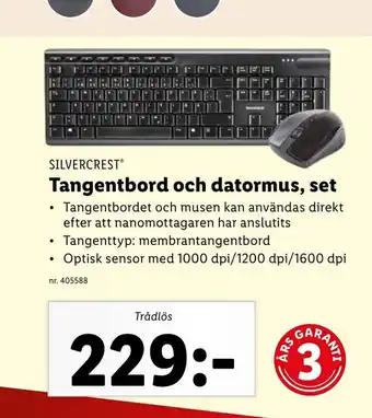 Lidl Silvercrest Tangentbord ooch datormus ,set erbjuda
