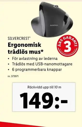 Lidl Silvercrest Ergonomisk trådlös mus erbjuda
