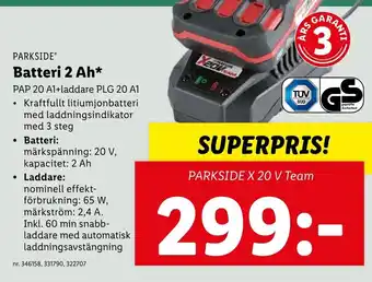 Lidl Parkside Batteri 2 Ah erbjuda