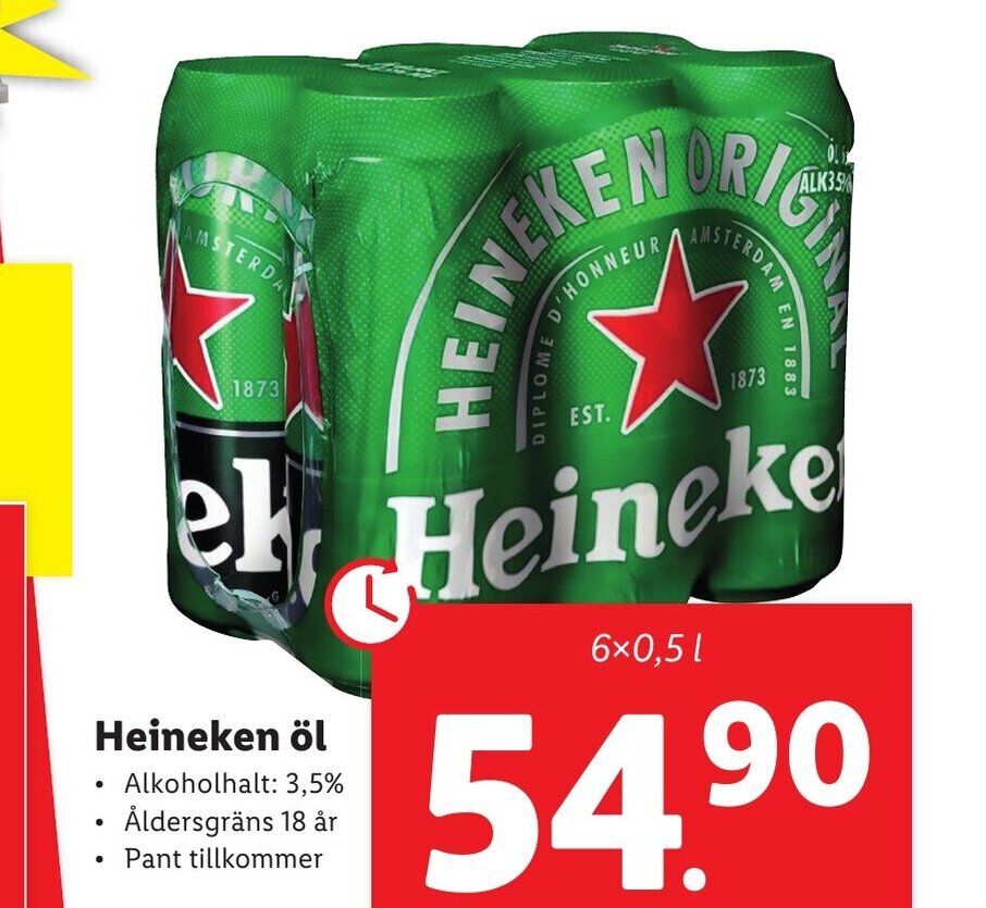 Heineken öl erbjudande hos Lidl