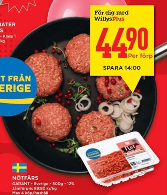 Willys Nötfärs erbjuda