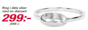 Guldfynd Ring i äkta silver med en diamant erbjuda