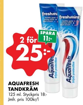 ÖoB Aquafresh tandkräm erbjuda