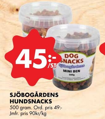 ÖoB Sjöbogårdens hundsnacks erbjuda
