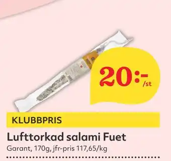 Hemköp Lufttorkad salami fuet erbjuda