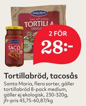 Hemköp Tortillabröd, tacosås erbjuda