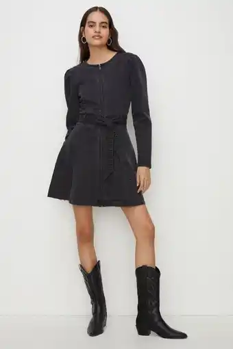 Oasis Stretch denim zip through skater dress erbjuda