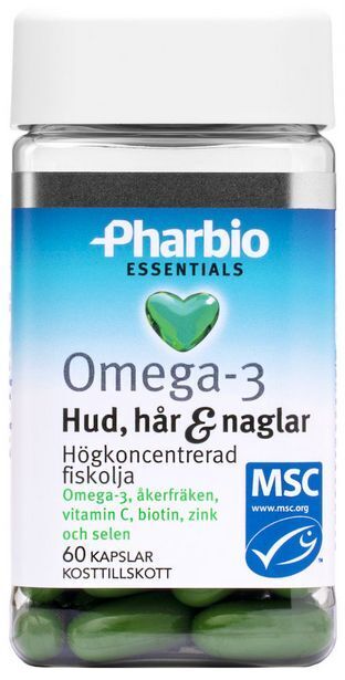 Apotek Hjärtat Pharbio essentials omega-3 hud, hår & naglar 60 st erbjuda