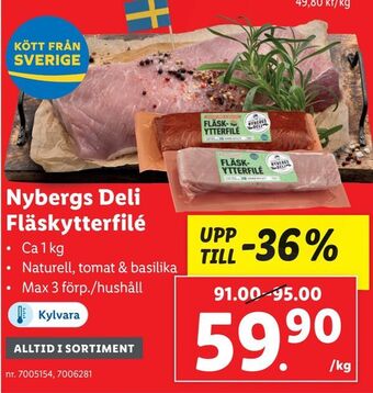 Lidl Nybergs deli fläskytterfilé erbjuda