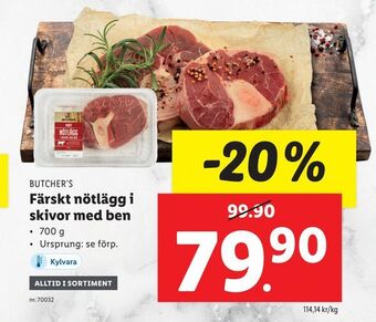 Lidl Färskt nötlägg i skivor med ben erbjuda