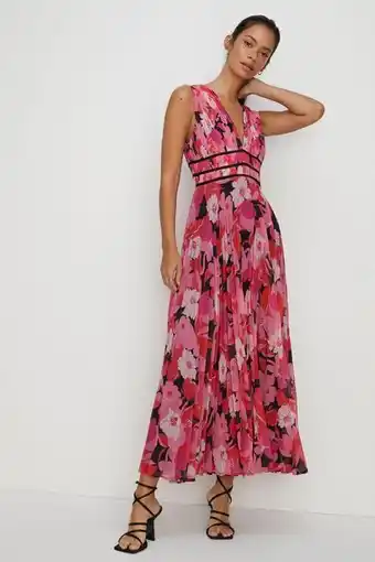 Colour pop floral pleated midi dress
