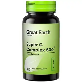 Apotek Hjärtat Great earth super c complex 500 mg 60 tabletter erbjuda